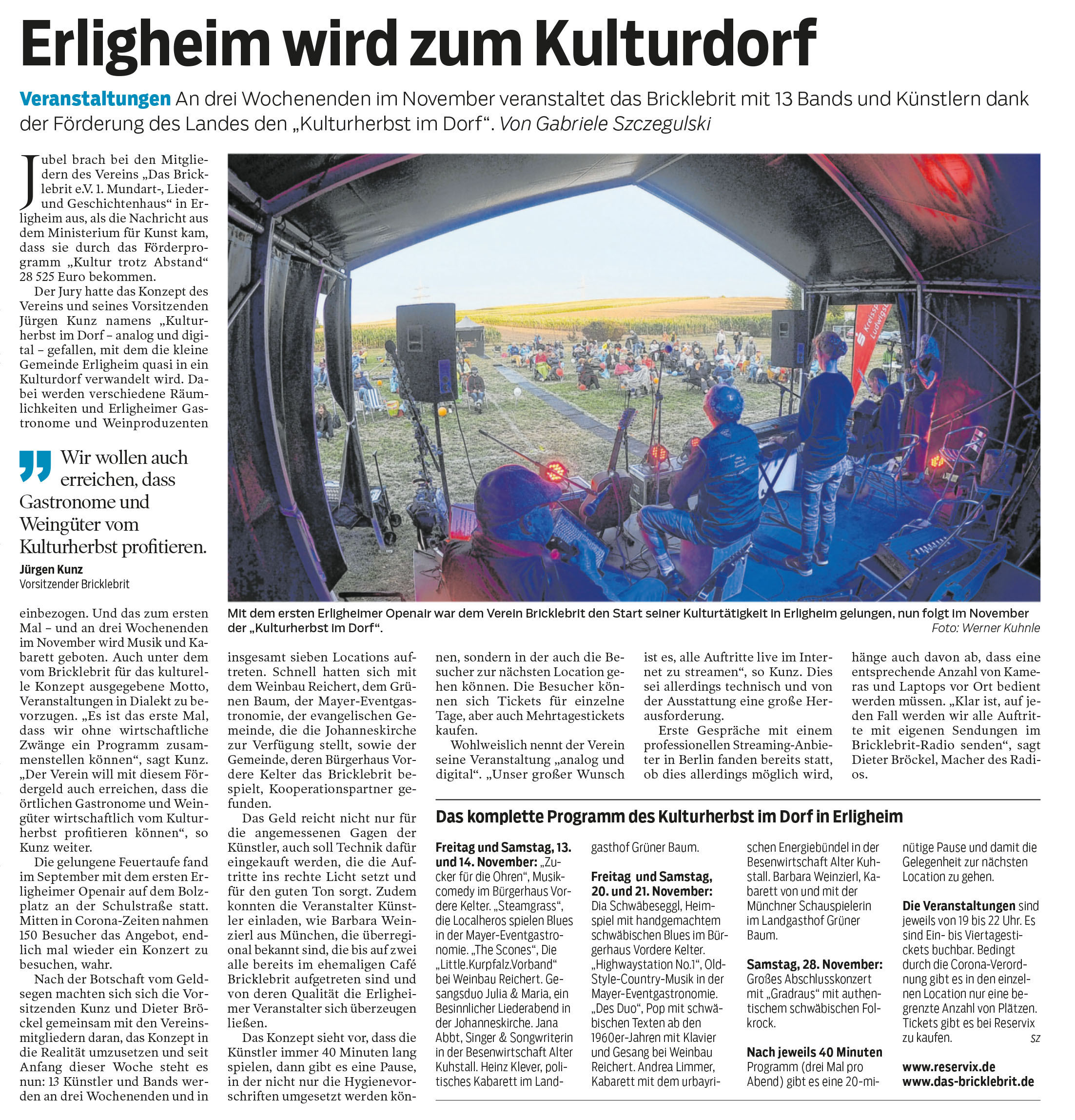 Presse Erligheim wird zum Kulturdorf - Das Bricklebrit e.V.